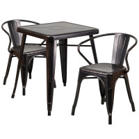 Flash Furniture CH-31330-2-70-BQ-GG Antique Metal Table Set in Black